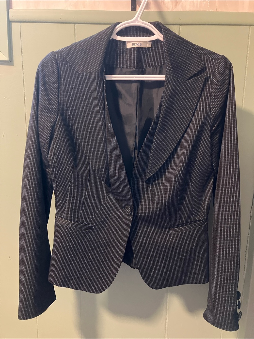 Ricki’s Women's Black Pinstripe Tailored Blazer
